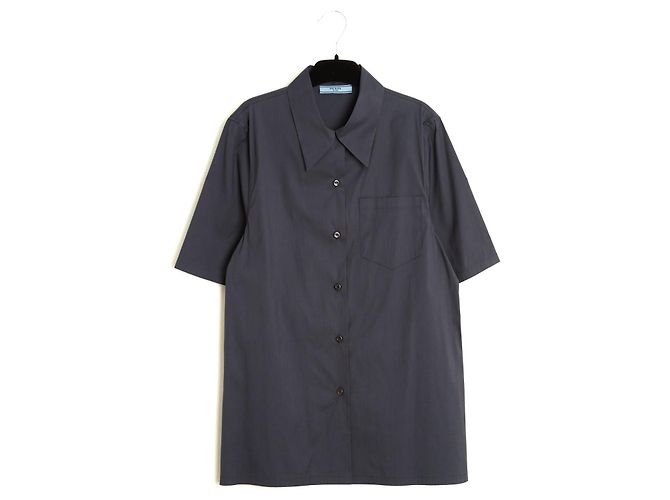 Prada 2020 Top Anthrazit Hemd FR40 Dunkelgrau Baumwolle Top UK12 US10 Anthrazitgrau