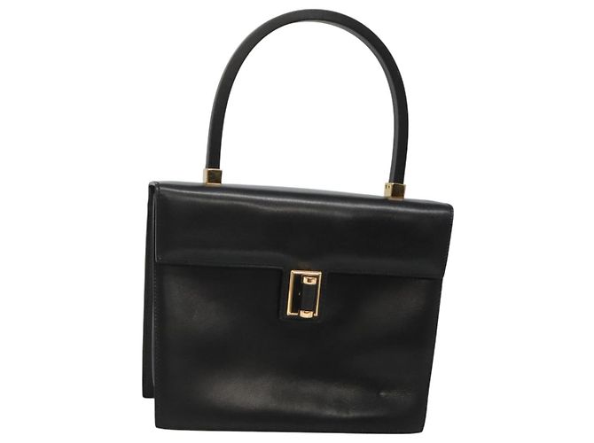 Borsa a mano GUCCI in pelle nera e oro 000 46 0096 Auth ep8407 Nero D'oro