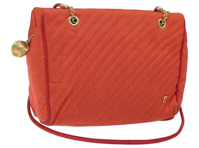 BALLY Borsa a Spalla in Nylon Arancione Oro Auth 116042 D'oro