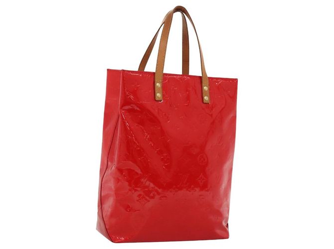 LOUIS VUITTON Monogram Vernis Reade MM Handtasche Rot M91086 LV Auth KD490