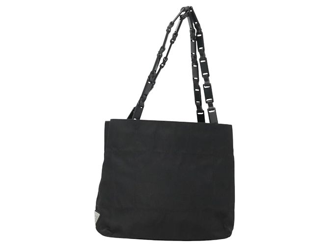 PRADA Borsa a mano in nylon plastico Auth ep8556 Nero