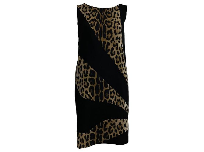 Moschino Cheap And Chic Shift dress in black with animal print inserts Multiple colors