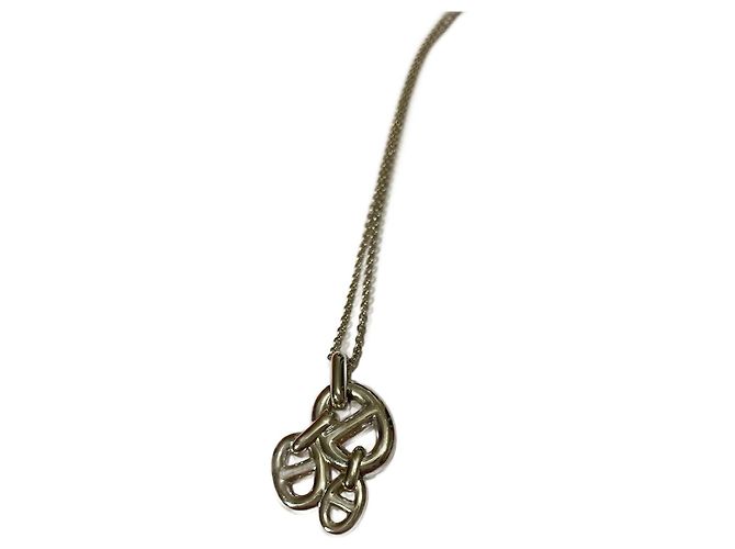 Colar com Pingente de Corrente de Âncora Hermès Prata