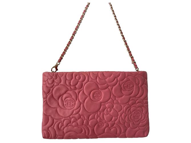 Chanel Camelia Borsa a mano in pelle trapuntata rosa