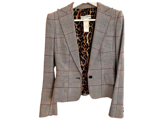 Dolce & Gabbana Check Wool Blazer Grey