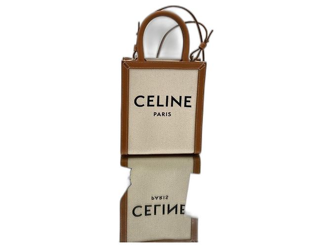 Céline Bolsa Mini Cabas em Lona Triomphe 193302 da Celine Marrom Bege