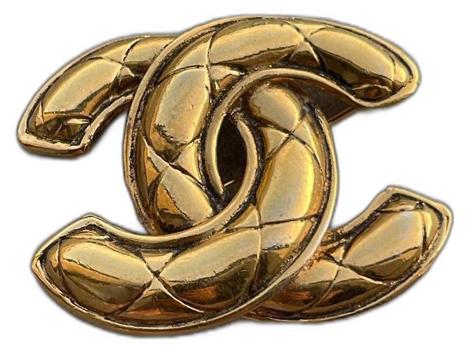 Chanel CC gesteppte Brosche gold Golden 