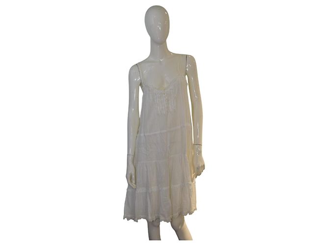 Vestido de verano sin mangas de algodón blanco Zara L