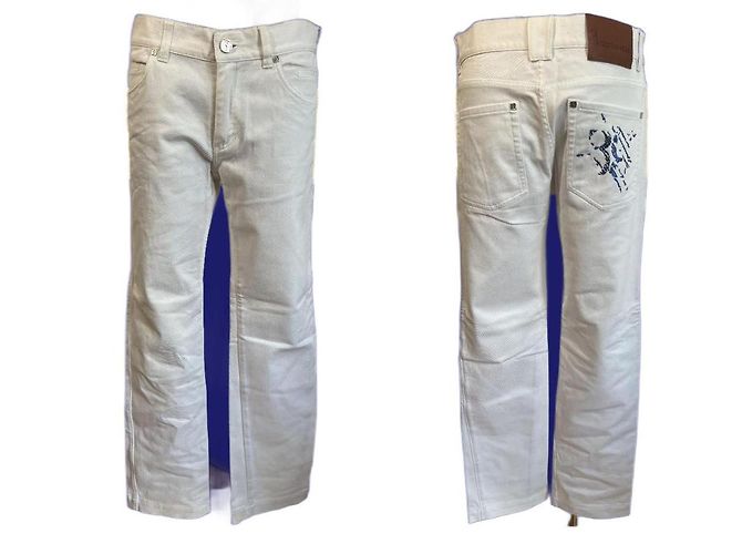 Billionaire Jeans brancos com bordado