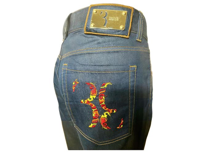 Billionaire jeans with appliqués Navy blue