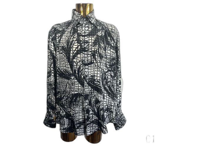 Camisa Billionaire Gold cut Dubai de seda com motivo de crocodilo