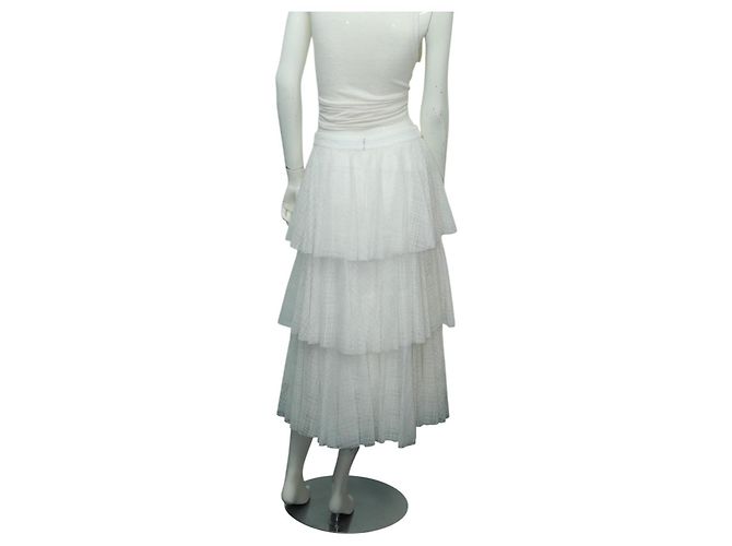 Falda Zac Posen blanca con estampado de cuadros de algodón Blanco