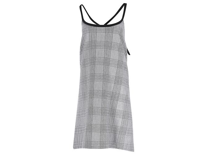 Maje Plaid Cross-Strap Mini Dress in Grey Polyester