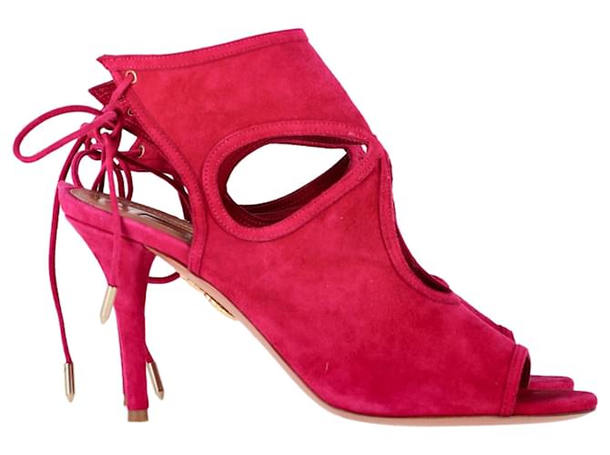 Aquazzura Sexy Thing Sandals in Pink Suede Brown  ref.2152862