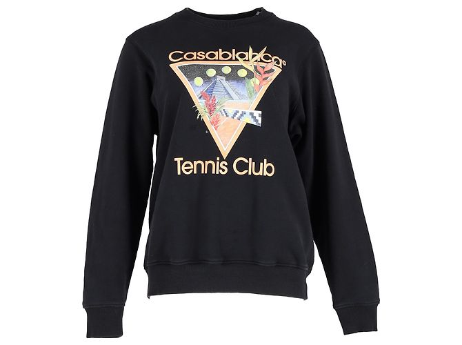 Autre Marque Casablanca Tennis Club Sweatshirt aus schwarzer Baumwolle
