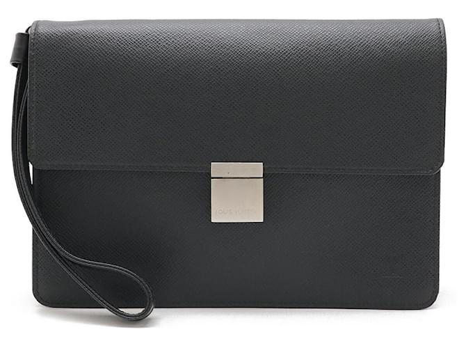 Louis Vuitton Taiga Selenga Clutch Bag M30782 Black Leather  ref.2153001