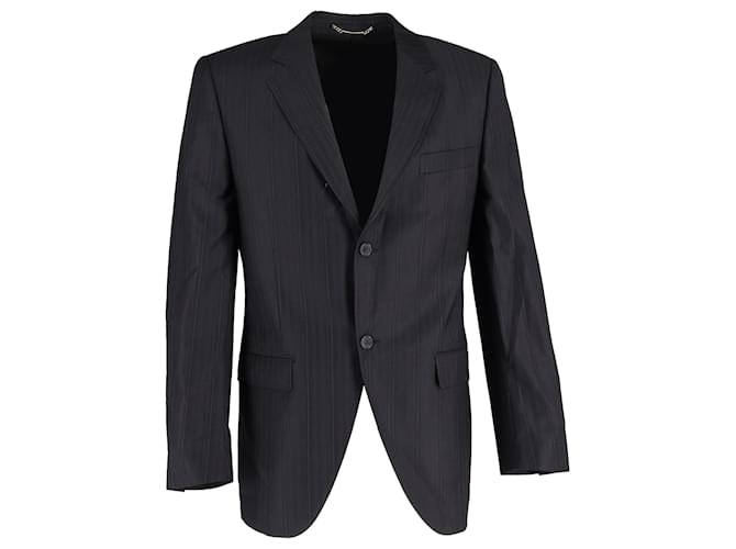 Dolce & Gabbana Striped Single Breasted Blazer in Black Wool  ref.2153051
