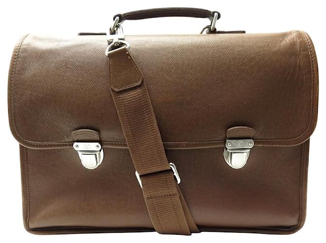 SAC CARTABLE SACOCHE LOUIS VUITTON ANTON M32619 TAIGA LEATHER SHOULDER BAG Brown  ref.2153658