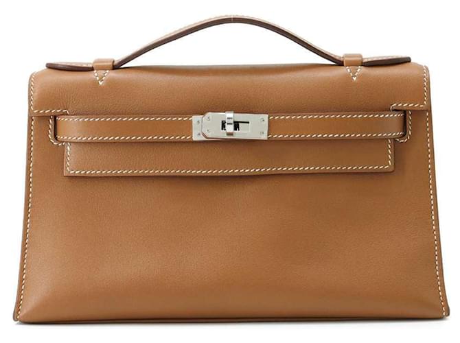 Hermès Hermes Kelly Gold Swift Handbag Pochette Golden Leather  ref.2153690