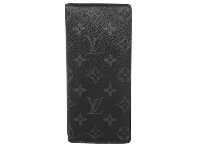 Brazza Louis Vuitton Long Wallet Monogram Eclipse Black  ref.2153996