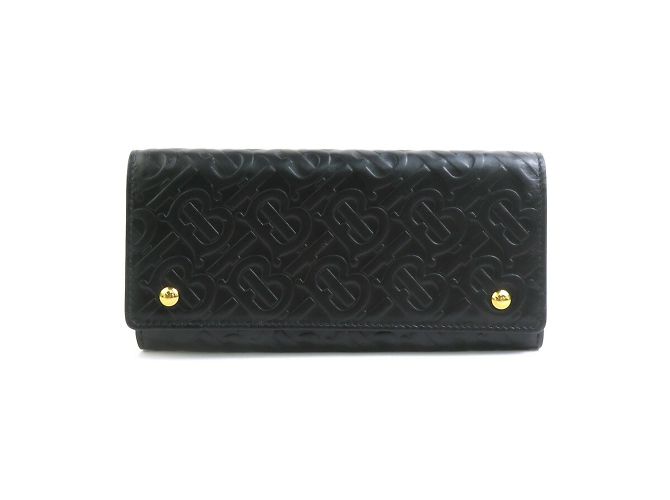 Burberry Black Leather Long Wallet 