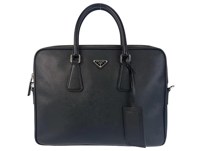 Prada Saffiano Black Leather Briefcase  ref.2154282