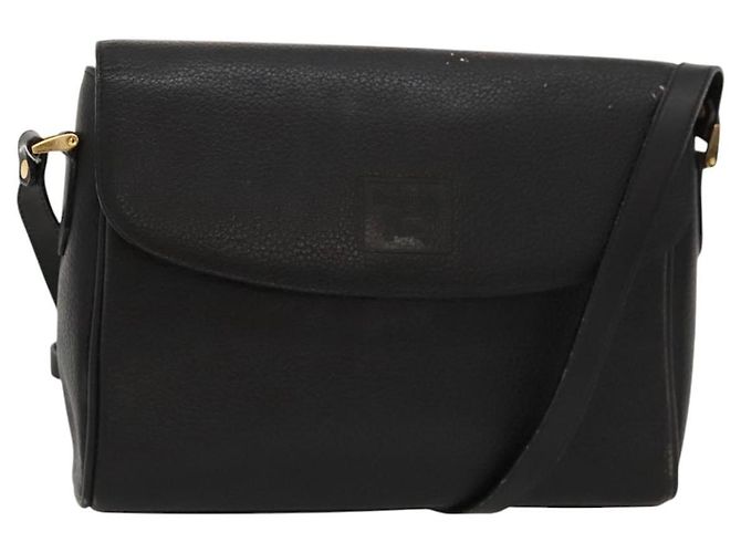 Autre Marque Bolsa de ombro Burberrys em couro preto e dourado Auth ep8502