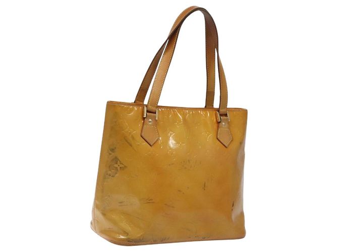 LOUIS VUITTON Monogram Vernis Bolsa de Mano Houston Beige M91004 LV Auth KD482