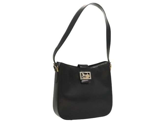 Céline Borsa a Spalla CELINE in Pelle Nera Oro Auth MX169 Nero D'oro