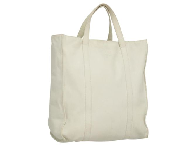 PRADA Bolsa de mão de couro branco Auth 117223