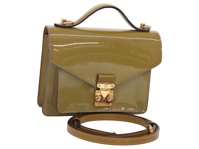 LOUIS VUITTON Monogram Vernis Monceau BB Sac 2way Voile Olive M91578 Auth BD1730