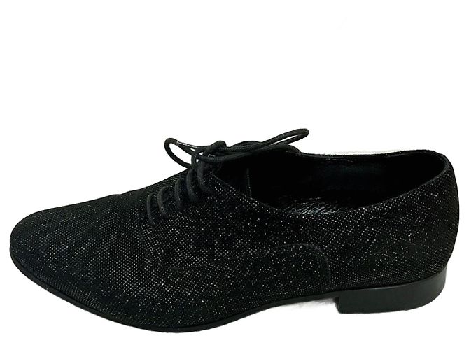Scarpe stringate smoking glitterate Saint Laurent Nere Nero Metallico