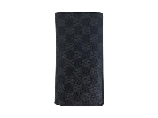 Louis Vuitton Damier Graphite Portefeuille Brazza Long Wallet Black Leather Plastic  ref.2154779