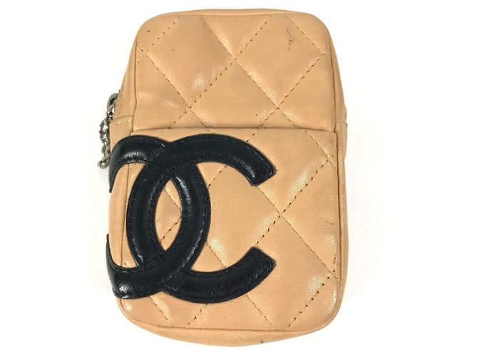 Chanel Cambon Line CC Cigarette Case Black Beige