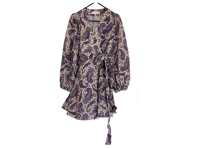Vestido envelope Zimmermann de linho roxo escuro