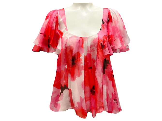 Prabal Gurung Pink Blush Multi Floral Silk Top