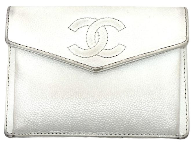Chanel Coco Mark Flat Flap Wallet White