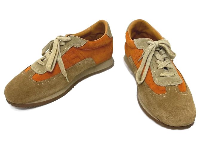 Hermès Sneakers Quick Hermes in marrone e arancione