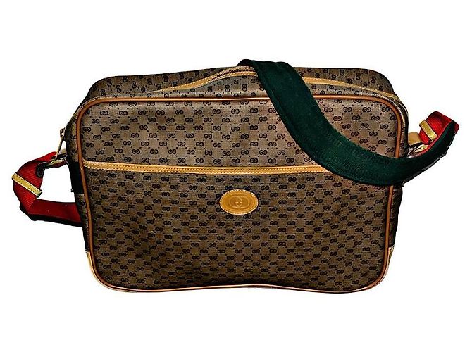 Authentic Vintage Gucci Micro GG Web Strap Shoulder Bag Black