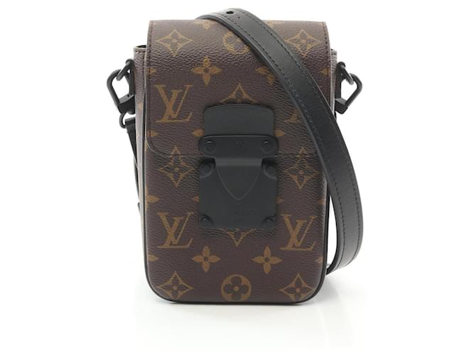 Louis Vuitton S-Lock Vertical Wearable Wallet Shoulder Bag Brown Black Leather Cloth  ref.2155735