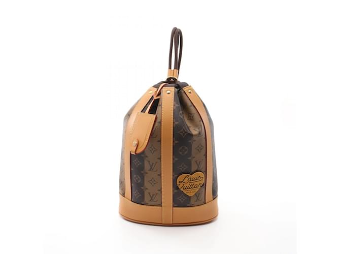 Louis Vuitton x NIGO Randonne Shoulder Bag Brown Leather Cloth  ref.2155931