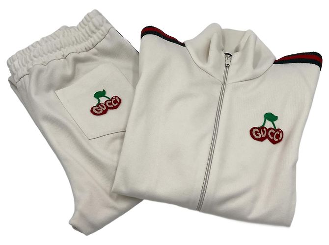 Gucci Cherry Logo Polyester & Cotton Tracksuit Off-white Eggshell