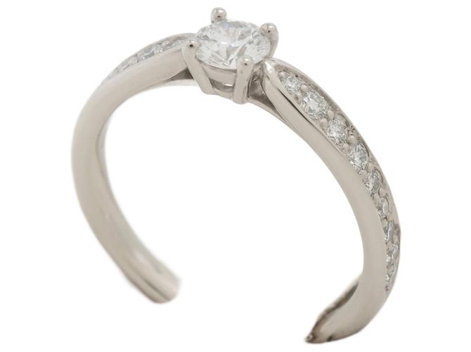 Tiffany & Co Harmony Round Brilliant Half Circle Platinum Ring 15.7mm diameter.