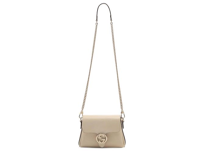 Gucci Bolsa de ombro de couro GG entrelaçado bege