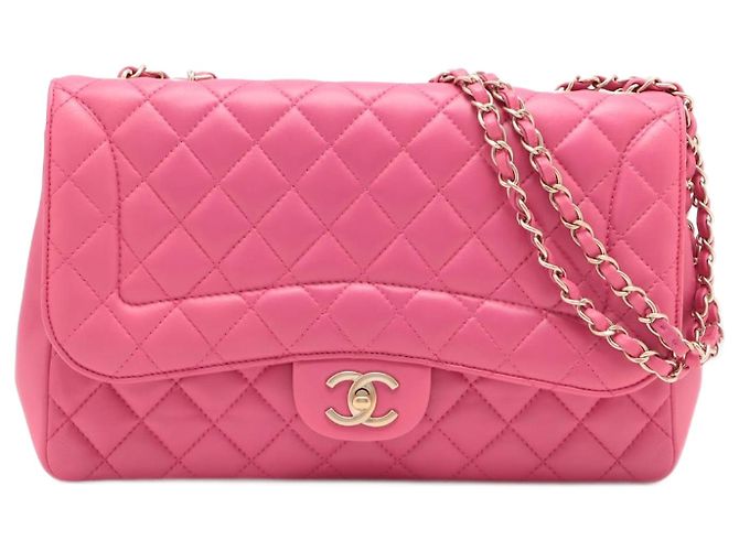 Chanel Single Flap Jumbo Leather Chain Bag Pink