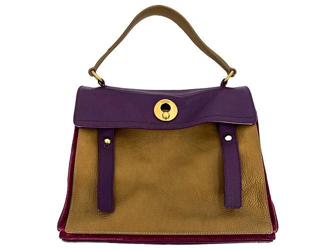 Saint Laurent Bolsa tote de couro médio Muse 2 roxa Roxo