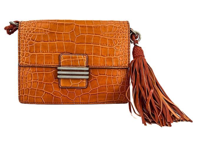 Etro Bolsa transversal Flap em couro croco caramelo