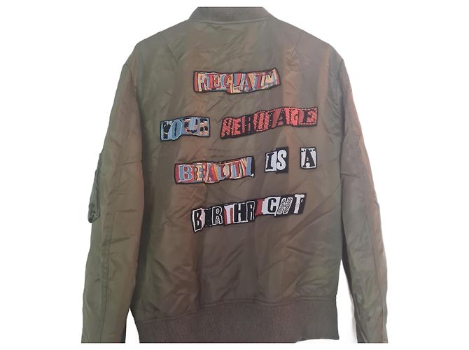Valentino Chaqueta de aviador adornada Jamie Reid Caqui