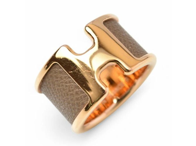 Ring Hermès Anel Band GM Olympe Hermes Dourado Taupe