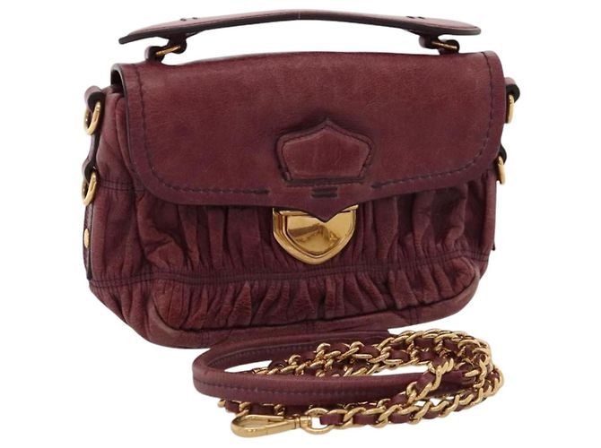 Borsa a Spalla PRADA in Pelle Viola Dorata Auth BD1517 D'oro Porpora